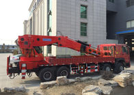Red Truck Mounted Boom Crane , Truck Mounted Lifting Equipment Knuckle Boom