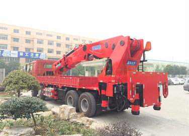 Red Truck Mounted Boom Crane , Truck Mounted Lifting Equipment Knuckle Boom